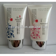 Round cosmetic packaging white tube with plated cap